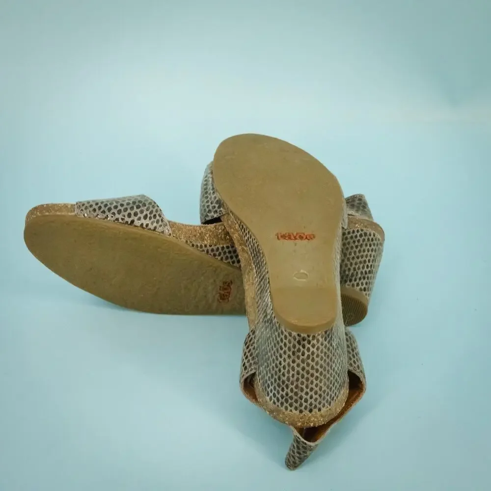 Taos 41 Size 10-10.5 Brown Festival Snake Print Leather Strappy Comfort Sandals